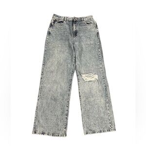 Garage Denim Baggy Street Wide Leg Distressed Gray Light Wash Jeans Size 9